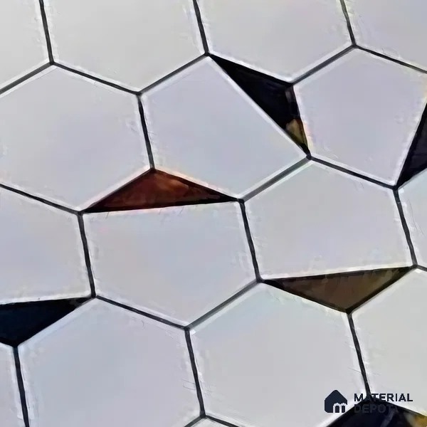 Glass Highligter Wall Tile TL 07334 Mirror Hive 2 ft x 1 ft Glossy Finish Ceramic Tile - 9 mm | Suitable For Bathroom, Kitchen Backsplashes
