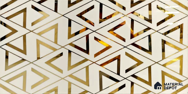 Glass Highligter Wall Tile TL 07327 Golden Triad 2 ft x 1 ft Glossy Finish Ceramic Tile - 9 mm | Suitable For Bathroom, Kitchen Backsplashes