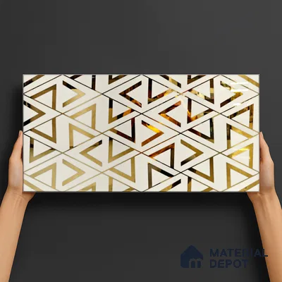 Glass Highligter Wall Tile TL 07327 Golden Triad 2 ft x 1 ft Glossy Finish Ceramic Tile - 9 mm | Suitable For Bathroom, Kitchen Backsplashes