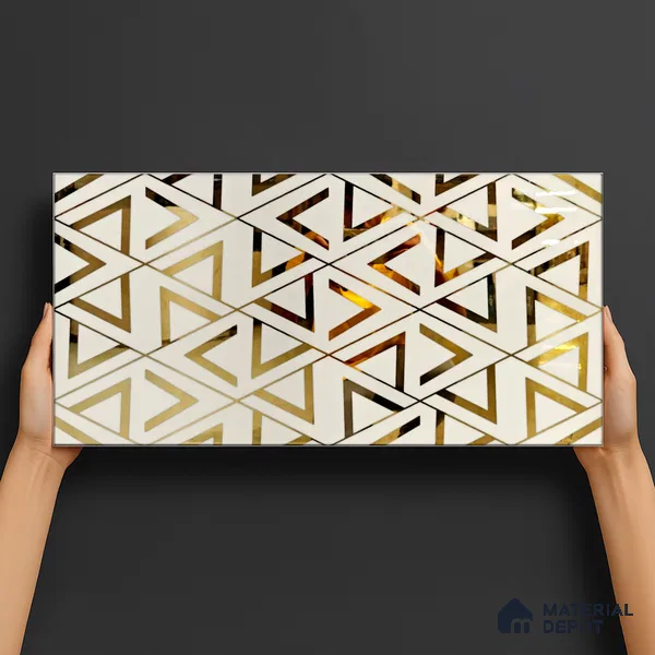 Glass Highligter Wall Tile TL 07327 Golden Triad 2 ft x 1 ft Glossy Finish Ceramic Tile - 9 mm | Suitable For Bathroom, Kitchen Backsplashes