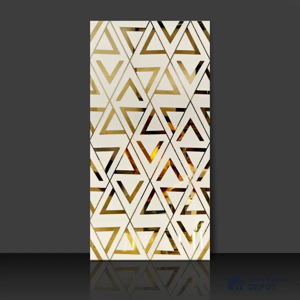 Glass Highligter Wall Tile TL 07327 Golden Triad 2 ft x 1 ft Glossy Finish Ceramic Tile - 9 mm | Suitable For Bathroom, Kitchen Backsplashes