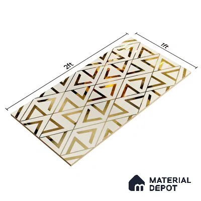 Glass Highligter Wall Tile TL 07327 Golden Triad 2 ft x 1 ft Glossy Finish Ceramic Tile - 9 mm | Suitable For Bathroom, Kitchen Backsplashes