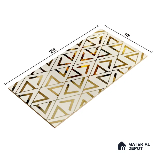 Glass Highligter Wall Tile TL 07327 Golden Triad 2 ft x 1 ft Glossy Finish Ceramic Tile - 9 mm | Suitable For Bathroom, Kitchen Backsplashes