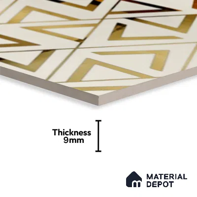 Glass Highligter Wall Tile TL 07327 Golden Triad 2 ft x 1 ft Glossy Finish Ceramic Tile - 9 mm | Suitable For Bathroom, Kitchen Backsplashes