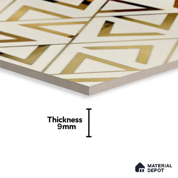 Glass Highligter Wall Tile TL 07327 Golden Triad 2 ft x 1 ft Glossy Finish Ceramic Tile - 9 mm | Suitable For Bathroom, Kitchen Backsplashes