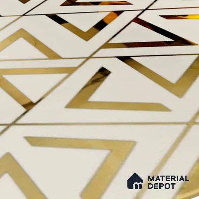 Glass Highligter Wall Tile TL 07327 Golden Triad 2 ft x 1 ft Glossy Finish Ceramic Tile - 9 mm | Suitable For Bathroom, Kitchen Backsplashes