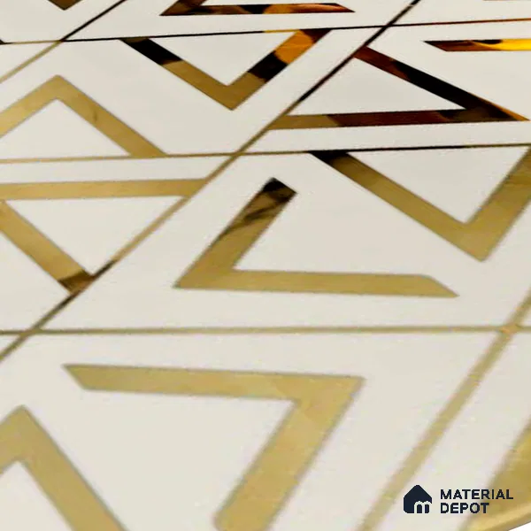Glass Highligter Wall Tile TL 07327 Golden Triad 2 ft x 1 ft Glossy Finish Ceramic Tile - 9 mm | Suitable For Bathroom, Kitchen Backsplashes