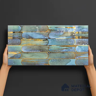 Glass Highlighter Wall Tile TL 07346 Lagoon Streak 2 ft x 1 ft Glossy Finish Ceramic Tile - 9 mm | Suitable For Kitchen, Bathroom & Accent/Feature Wall