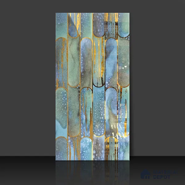 Glass Highlighter Wall Tile TL 07346 Lagoon Streak 2 ft x 1 ft Glossy Finish Ceramic Tile - 9 mm | Suitable For Kitchen, Bathroom & Accent/Feature Wall
