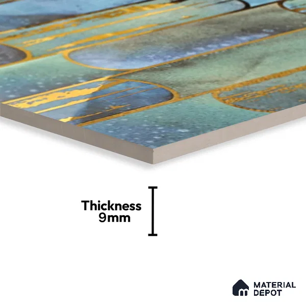 Glass Highlighter Wall Tile TL 07346 Lagoon Streak 2 ft x 1 ft Glossy Finish Ceramic Tile - 9 mm | Suitable For Kitchen, Bathroom & Accent/Feature Wall