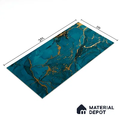 Glass Highlighter Wall Tile TL 07349 Golden Teal 2 ft x 1 ft Glossy Finish Ceramic Tile - 9 mm | Suitable For Kitchen, Bathroom & Accent/Feature Wall