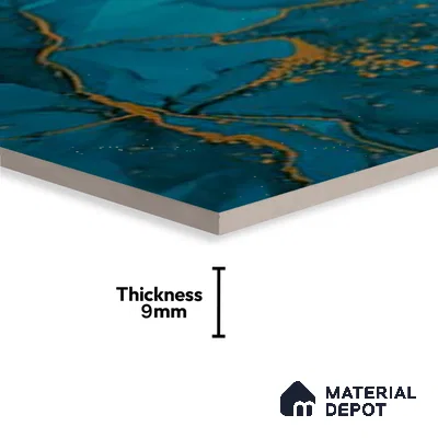 Glass Highlighter Wall Tile TL 07349 Golden Teal 2 ft x 1 ft Glossy Finish Ceramic Tile - 9 mm | Suitable For Kitchen, Bathroom & Accent/Feature Wall