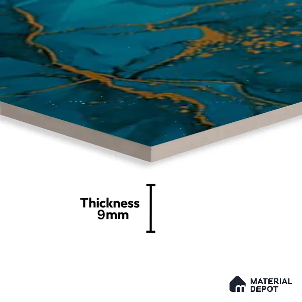 Glass Highlighter Wall Tile TL 07349 Golden Teal 2 ft x 1 ft Glossy Finish Ceramic Tile - 9 mm | Suitable For Kitchen, Bathroom & Accent/Feature Wall