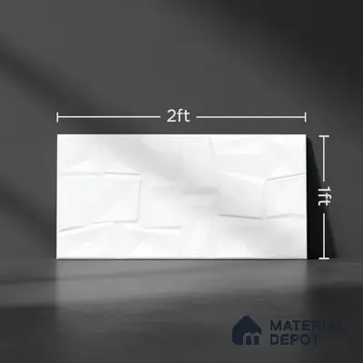 White 3D Wall Tile TL 07074 2 ft x 1 ft Ceramic Glossy Finish - 9 mm | Suitable for Living Room, Bedroom, Bathroom
