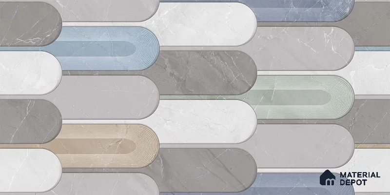 Grey Marble Wall Tile TL 06991 2 ft x 1 ft Ceramic Carving Matte Finish - 9 mm | Suitable for Living Room, Bedroom, Bathroom