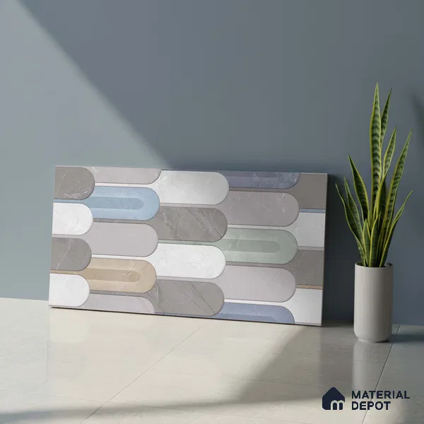 Grey Marble Wall Tile TL 06991 2 ft x 1 ft Ceramic Carving Matte Finish - 9 mm | Suitable for Living Room, Bedroom, Bathroom