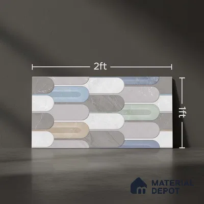 Grey Marble Wall Tile TL 06991 2 ft x 1 ft Ceramic Carving Matte Finish - 9 mm | Suitable for Living Room, Bedroom, Bathroom