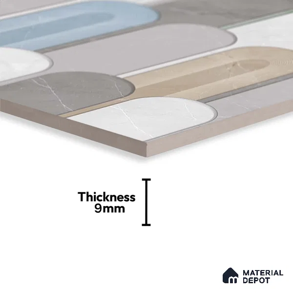 Grey Marble Wall Tile TL 06991 2 ft x 1 ft Ceramic Carving Matte Finish - 9 mm | Suitable for Living Room, Bedroom, Bathroom