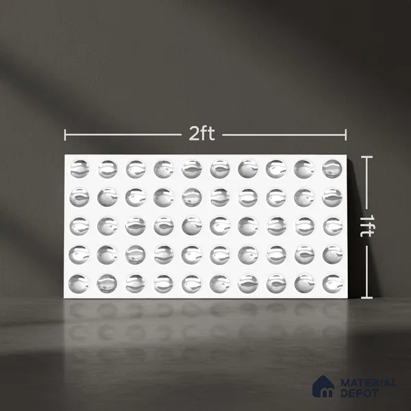 White Metallic Wall Tile TL 07020 2 ft x 1 ft Ceramic Carving Metallic Finish - 9 mm | Suitable for Living Room, Bedroom, Bathroom