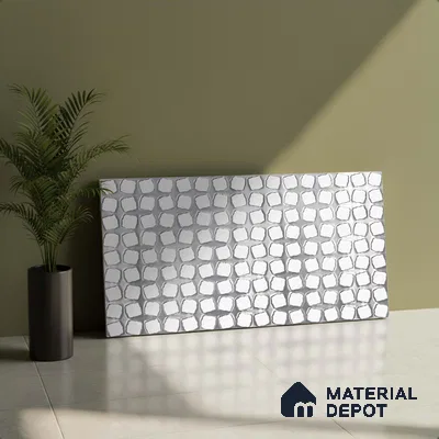 Black Metallic Wall Tile TL 07023 2 ft x 1 ft Ceramic Carving Metallic Finish - 9 mm | Suitable for Living Room, Bedroom, Bathroom