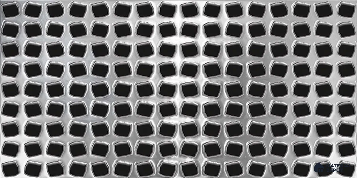 White Metallic Wall Tile TL 07022 2 ft x 1 ft Ceramic Carving Metallic Finish - 9 mm | Suitable for Living Room, Bedroom, Bathroom