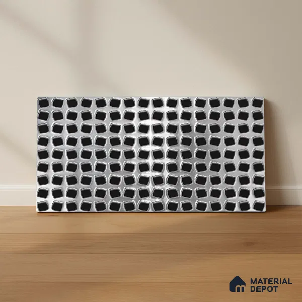 White Metallic Wall Tile TL 07022 2 ft x 1 ft Ceramic Carving Metallic Finish - 9 mm | Suitable for Living Room, Bedroom, Bathroom