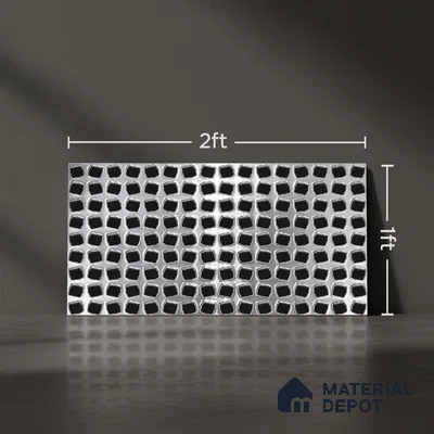 White Metallic Wall Tile TL 07022 2 ft x 1 ft Ceramic Carving Metallic Finish - 9 mm | Suitable for Living Room, Bedroom, Bathroom