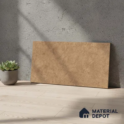 Brown Rustic Wall Tile TL 07016 2 ft x 1 ft Ceramic Carving Satin Finish - 9 mm | Suitable for Living Room, Bedroom, Bathroom