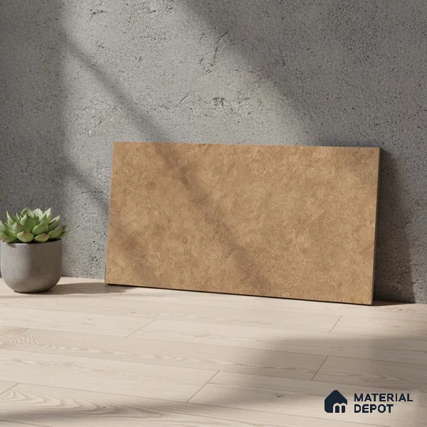 Brown Rustic Wall Tile TL 07016 2 ft x 1 ft Ceramic Carving Satin Finish - 9 mm | Suitable for Living Room, Bedroom, Bathroom