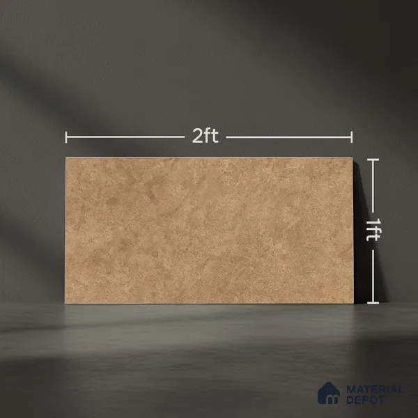 Brown Rustic Wall Tile TL 07016 2 ft x 1 ft Ceramic Carving Satin Finish - 9 mm | Suitable for Living Room, Bedroom, Bathroom