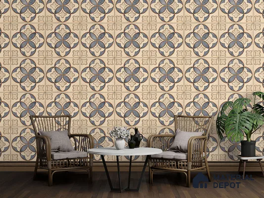 Moroccan Wall & Floor Tile TL 09455 Indo Decore 2 ft x 2 ft Fusion Finish Vitrified Tile - 9 mm | 1 Random Design | Suitable For Kitchen, Balcony, Dining Area | Please Expect a Slight Variation of Pattern