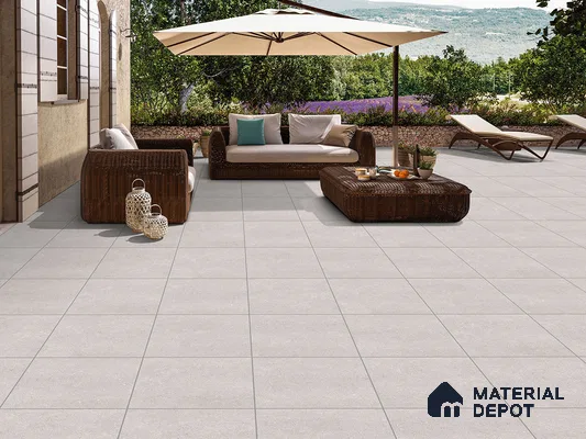 Stone Floor Tile TL 09451 B Erding Grey 2 ft x 2 ft  Finish Anti Skid Outdoor Parking Vitrified Tile - 9 mm | 7 Random Design  | Suitable For Bathroom, Terrace & Balcony