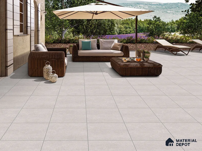 Stone Floor Tile TL 09451 B Erding Grey 2 ft x 2 ft Finish Anti Skid Outdoor Parking Vitrified Tile - 9 mm | 7 Random Design | Suitable For Bathroom, Terrace & Balcony