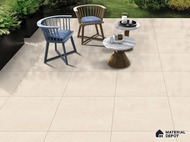 Stone Floor Tile TL 09451 D Erding Crema 2 ft x 2 ft Finish Anti Skid Outdoor Parking Vitrified Tile - 9 mm | 7 Random Design | Suitable For Bathroom, Terrace & Balcony