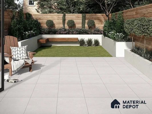 Stone Floor Tile TL 09451 C Erding Bianco 2 ft x 2 ft  Finish Anti Skid Outdoor Parking Vitrified Tile - 9 mm | 7 Random Design  | Suitable For Bathroom, Terrace & Balcony