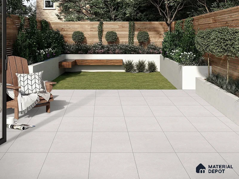 Stone Floor Tile TL 09451 C Erding Bianco 2 ft x 2 ft  Finish Anti Skid Outdoor Parking Vitrified Tile - 9 mm | 7 Random Design  | Suitable For Bathroom, Terrace & Balcony