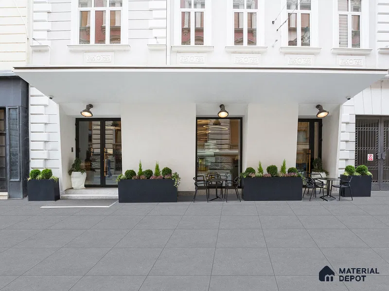 Stone Floor Tile TL 09451 Erding Antracite 2 ft x 2 ft  Finish Anti Skid Outdoor Parking Vitrified Tile - 9 mm | 7 Random Design  | Suitable For Bathroom, Terrace & Balcony