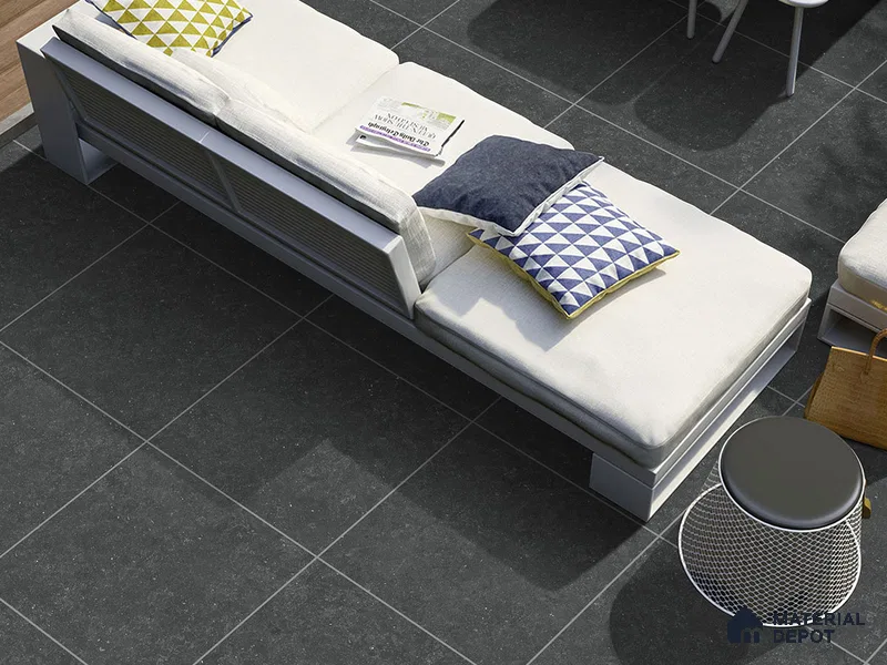 Stone Floor Tile TL 09452 B Pierre Nero 2 ft x 2 ft Finish Anti Skid Outdoor Parking Vitrified Tile - 9 mm | 8 Random Design | Suitable For Bathroom, Terrace & Balcony