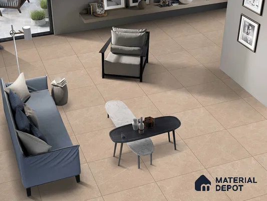 Stone Floor Tile TL 09450  2 ft x 2 ft Gritty Finish Vitrified Tile - 9 mm | 12 Random Design  | Suitable For Bathroom, Terrace & Balcony