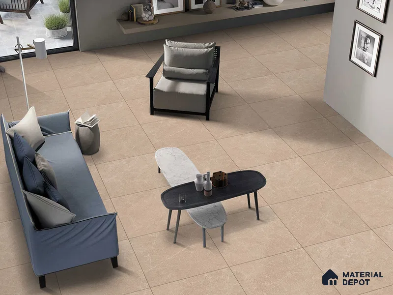 Stone Floor Tile TL 09450 2 ft x 2 ft Gritty Finish Vitrified Tile - 9 mm | 12 Random Design | Suitable For Bathroom, Terrace & Balcony