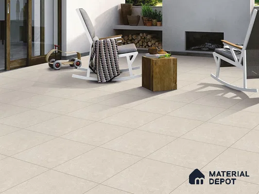 Cement Floor Tile TL 09450 B Pulse Crema 2 ft x 2 ft Gritty Finish Vitrified Tile - 9 mm | 12 Random Design | Suitable For Living Room, Bedroom, Bathroom