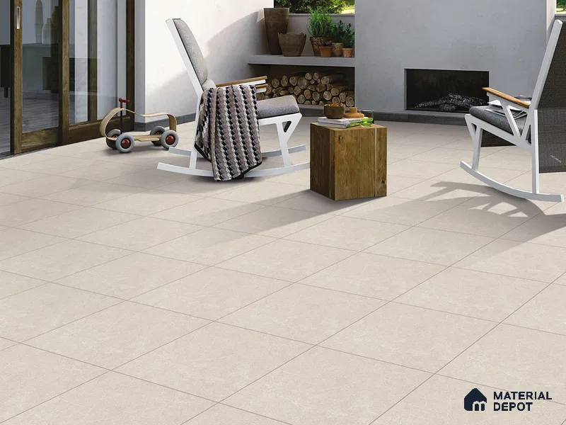 Cement Floor Tile TL 09450 B Pulse Crema 2 ft x 2 ft Gritty Finish Vitrified Tile - 9 mm | 12 Random Design | Suitable For Living Room, Bedroom, Bathroom