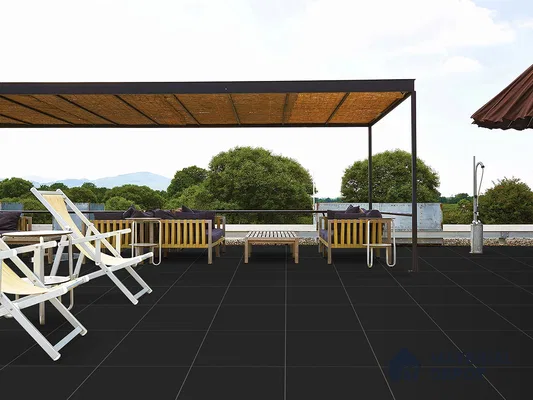Stone Floor Tile TL 09489 C Neo Black 2 ft x 2 ft Matte Finish Anti Skid Outdoor Parking Vitrified Tile - 9 mm | Random Design  | Suitable For Bathroom, Terrace & Balcony