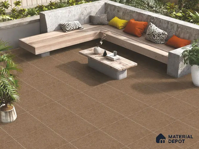 Stone Floor Tile TL 09490 C Nesto Brown 2 ft x 2 ft Full Body Matte Finish Vitrified Tile - 15 mm | 1 Random Design | Suitable For Living Room, Bedroom, Bathroom