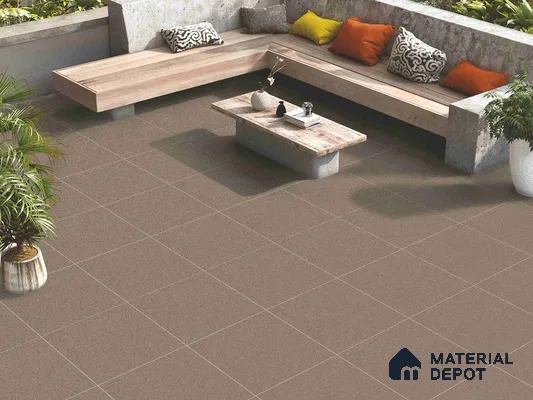 Cement Floor Tile TL 09491 D Splate Brown 2 ft x 2 ft Full Body Matte Finish Vitrified Tile - 15 mm | 1 Random Design | Suitable For Living Room, Bedroom, Bathroom