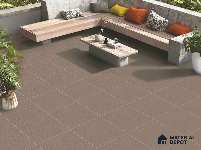 Cement Floor Tile TL 09491 D Splate Brown 2 ft x 2 ft Full Body Matte Finish Vitrified Tile - 15 mm | 1 Random Design | Suitable For Living Room, Bedroom, Bathroom
