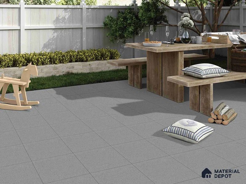 Cement Floor Tile TL 09491 B Splate Grey 2 ft x 2 ft Full Body Matte Finish Vitrified Tile - 15 mm | 1 Random Design | Suitable For Living Room, Bedroom, Bathroom
