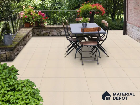 Cement Floor Tile TL 09491 Splate Crema 2 ft x 2 ft Full Body Matte Finish Vitrified Tile - 15 mm | 1 Random Design | Suitable For Living Room, Bedroom, Bathroom