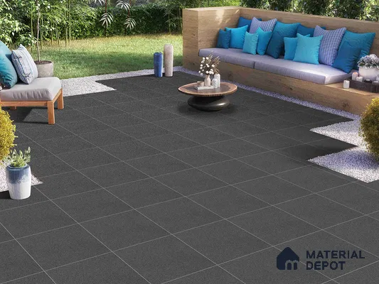 Cement Floor Tile TL 09491 E Splate Nero 2 ft x 2 ft Full Body Matte Finish Vitrified Tile - 15 mm | 1 Random Design | Suitable For Living Room, Bedroom, Bathroom