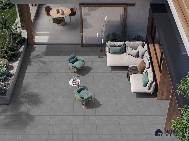 Patterned Floor Tile TL 09487 Sprez Steel 2 ft x 2 ft Matte Finish Vitrified Tile - 9 mm | 1 Random Design | Suitable For Living Room, Bedroom, Bathroom | Please Expect a Slight Variation of Pattern